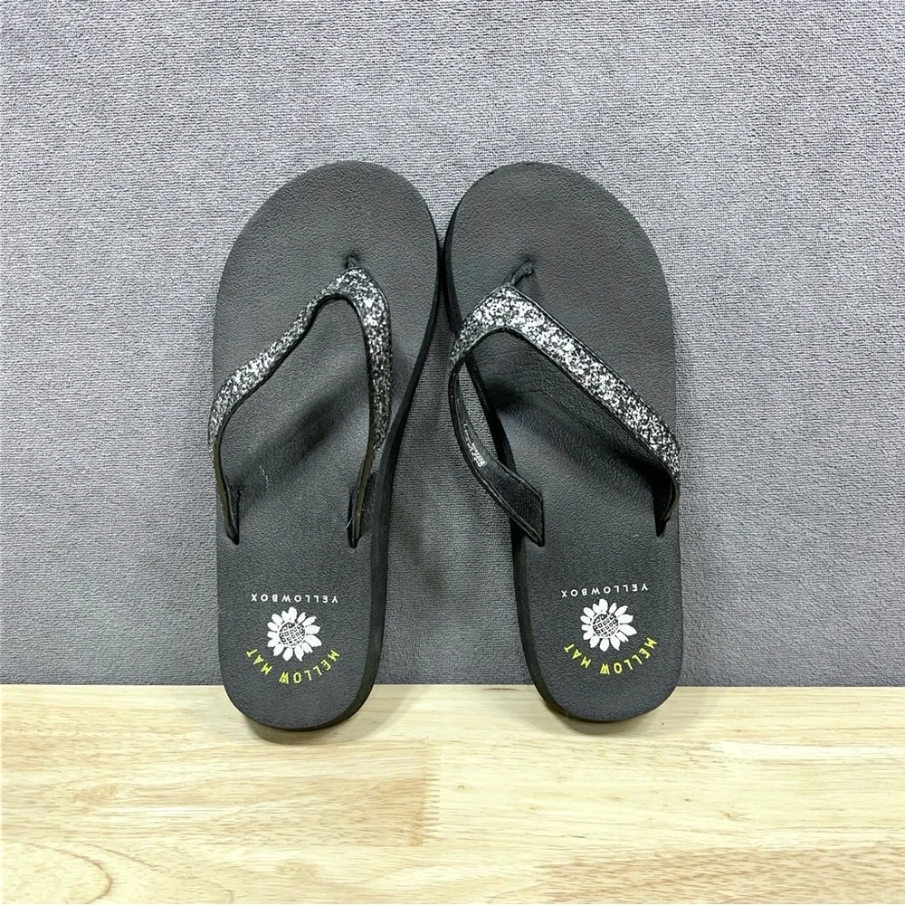 YELLOWBOX BLACK Mellow Mat SILVER BEADED Sandals WOMENS 7 Suzanne - Picture 6 of 9